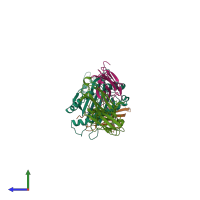 Hetero pentameric assembly 1 of PDB entry 1ao7 coloured by chemically distinct molecules, side view.