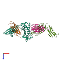 PDB entry 1ao7 coloured by chain, top view.