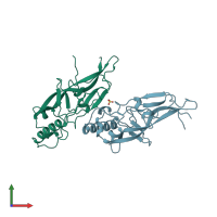 PDB entry 1aoc coloured by chain, front view.