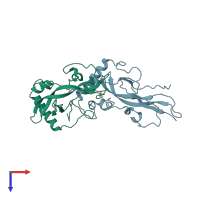 PDB entry 1aoc coloured by chain, top view.