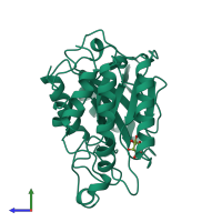 PDB entry 1aod coloured by chain, side view.