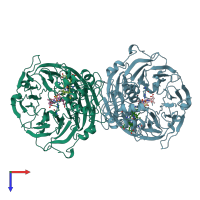 PDB entry 1aof coloured by chain, top view.