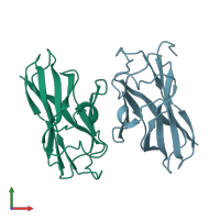 PDB entry 1aoh coloured by chain, front view.