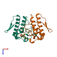 PDB entry 1aok coloured by chain, top view.