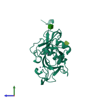 PDB entry 1aol coloured by chain, side view.