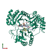PDB entry 1aop coloured by chain, front view.