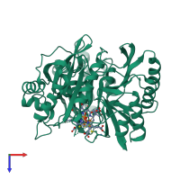 PDB entry 1aop coloured by chain, top view.