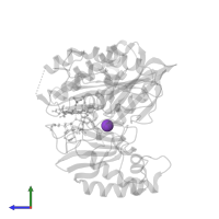 POTASSIUM ION in PDB entry 1aop, assembly 1, side view.