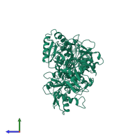 PDB entry 1aov coloured by chain, side view.