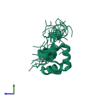 PDB entry 1aoy coloured by chain, ensemble of 23 models, side view.