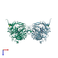 PDB entry 1aoz coloured by chain, top view.