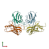 PDB entry 1ap2 coloured by chain, front view.