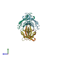 PDB entry 1ap2 coloured by chain, side view.