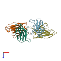 PDB entry 1ap2 coloured by chain, top view.