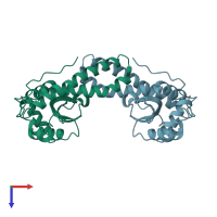 PDB entry 1ap6 coloured by chain, top view.
