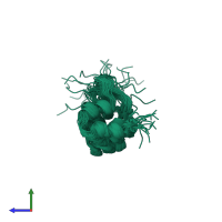 PDB entry 1ap7 coloured by chain, ensemble of 20 models, side view.