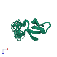 PDB entry 1apf coloured by chain, ensemble of 20 models, top view.