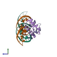 PDB entry 1apl coloured by chain, side view.