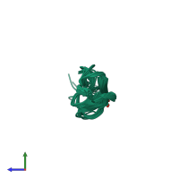 PDB entry 1apo coloured by chain, ensemble of 13 models, side view.