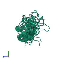 PDB entry 1apq coloured by chain, ensemble of 19 models, side view.