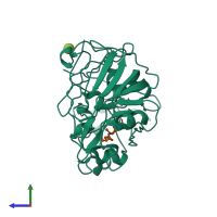 PDB entry 1apt coloured by chain, side view.