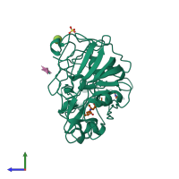 PDB entry 1apv coloured by chain, side view.