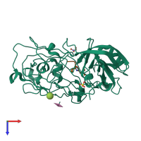 PDB entry 1apw coloured by chain, top view.