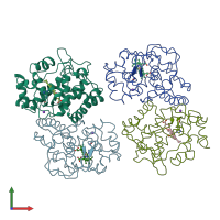 PDB entry 1apx coloured by chain, front view.