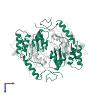 Glycosylasparaginase alpha chain in PDB entry 1apy, assembly 1, top view.