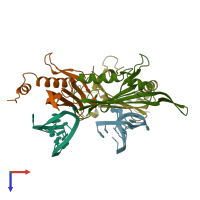 PDB entry 1aq4 coloured by chain, top view.