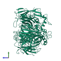 Copper-containing nitrite reductase in PDB entry 1aq8, assembly 1, side view.