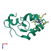 PDB entry 1aqa coloured by chain, top view.