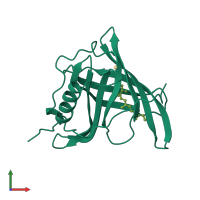 PDB entry 1aqb coloured by chain, front view.