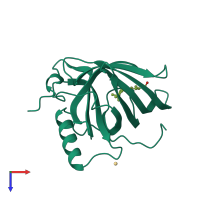 PDB entry 1aqb coloured by chain, top view.