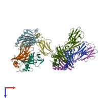 PDB entry 1aqd coloured by chain, top view.