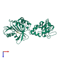 Monomeric assembly 1 of PDB entry 1aqi coloured by chemically distinct molecules, top view.