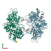 PDB entry 1aql coloured by chain, front view.