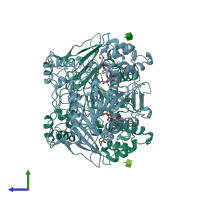 PDB entry 1aql coloured by chain, side view.