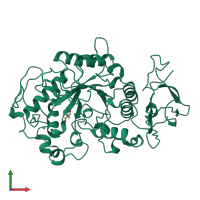 PDB entry 1aqm coloured by chain, front view.