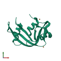 PDB entry 1aqp coloured by chain, front view.