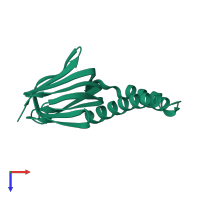 PDB entry 1aqt coloured by chain, top view.