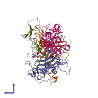 PDB entry 1ar6 coloured by chain, side view.