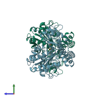 PDB entry 1arh coloured by chain, side view.