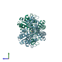 PDB entry 1ari coloured by chain, side view.