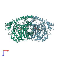 PDB entry 1ari coloured by chain, top view.