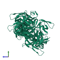 PDB entry 1ark coloured by chain, ensemble of 15 models, side view.