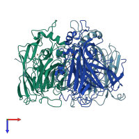 PDB entry 1as7 coloured by chain, top view.