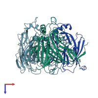 PDB entry 1as8 coloured by chain, top view.