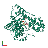 PDB entry 1asb coloured by chain, front view.