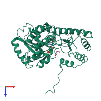 PDB entry 1asb coloured by chain, top view.